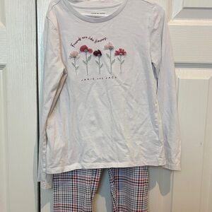 Janie and Jack White Floral Top and Plaid Pants Set